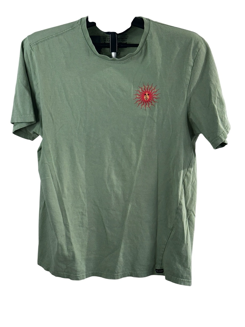 Volcom Olive Crewneck Sun Graphic Minimal Skate Organic Cotton SZ L
